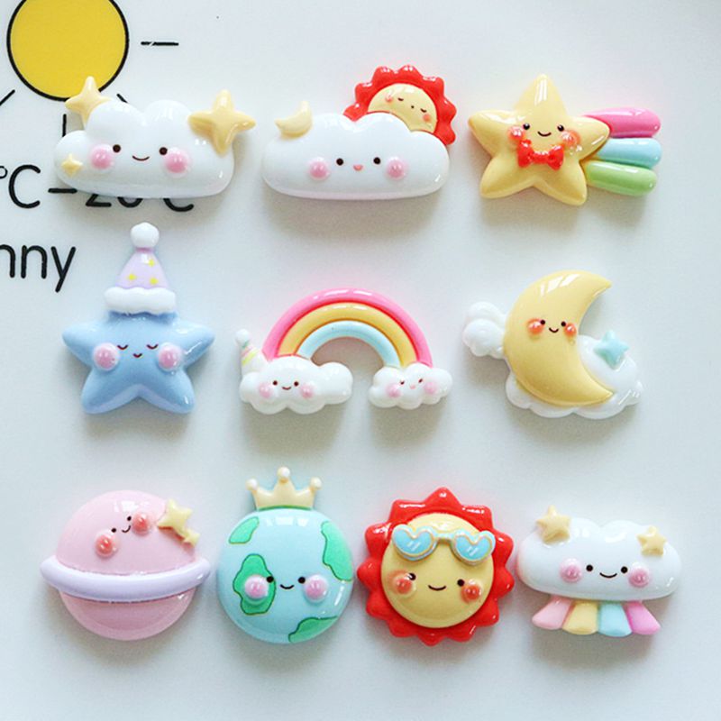 Star Flat Back - 10Pcs New Cute Cartoon Rainbow, Stars,