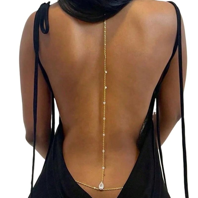 Body Jewelry Necklace - Bride Backless Rhinestone Waterdrop Body Chain