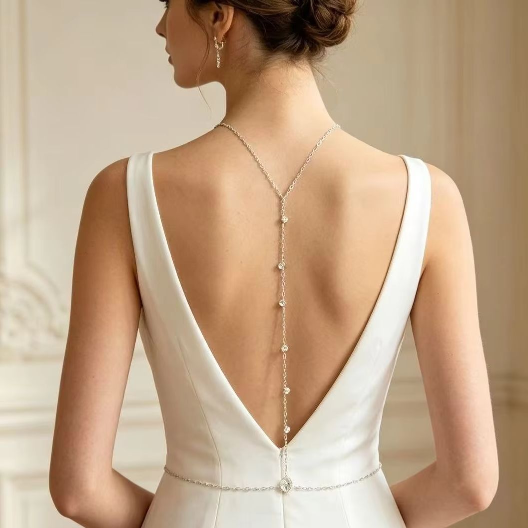Body Jewelry Necklace - Back Body Chain Zircon Spine Chain