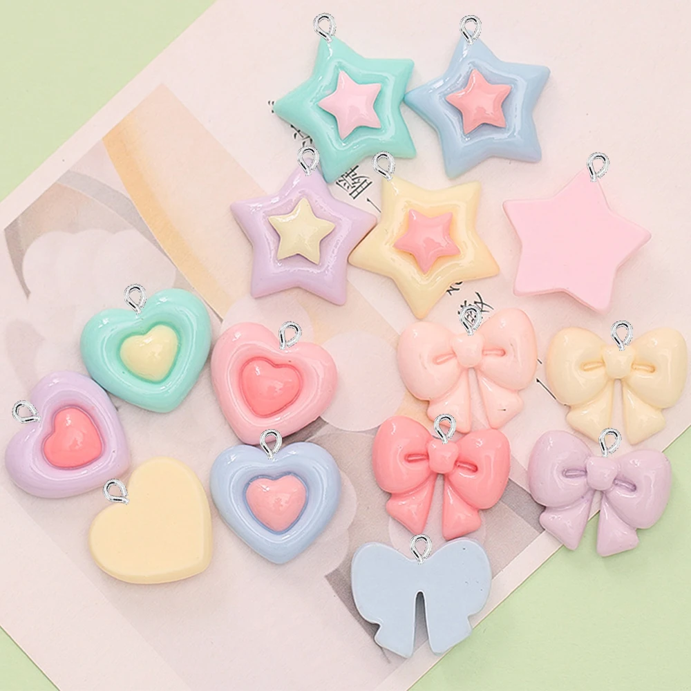 10PCS Shiny Star Heart Bow Ser - Star Flat Back recension och pris