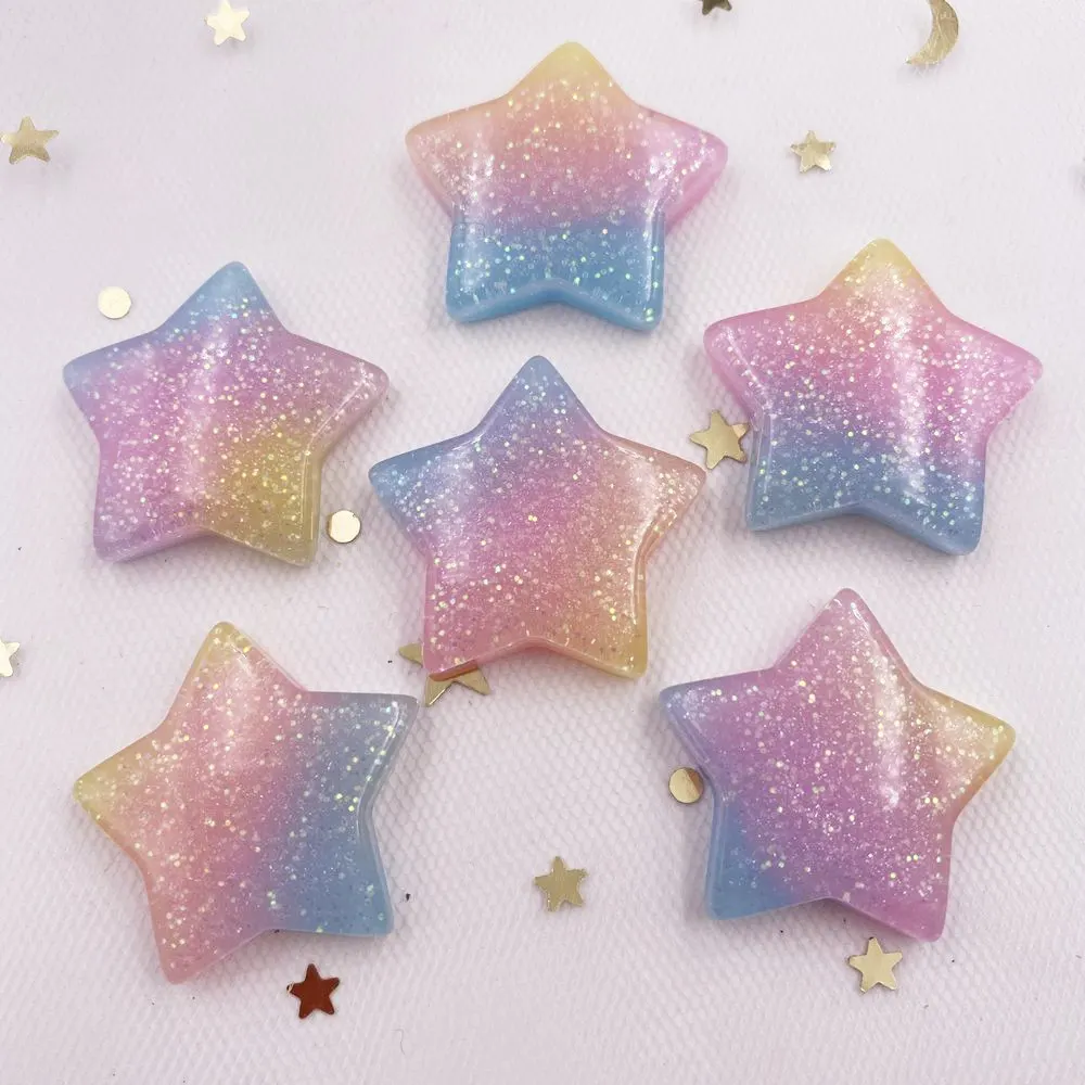 10PCS Glitter Kawaii Resin Col - Star Flat Back recension och pris