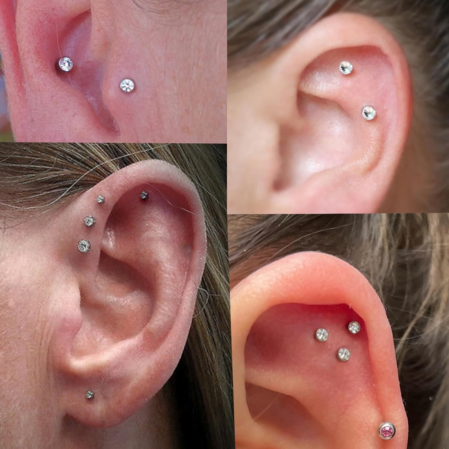 9pc Clear Lip Rings Studs Plas - Helix Cartilage Ring recension och pris