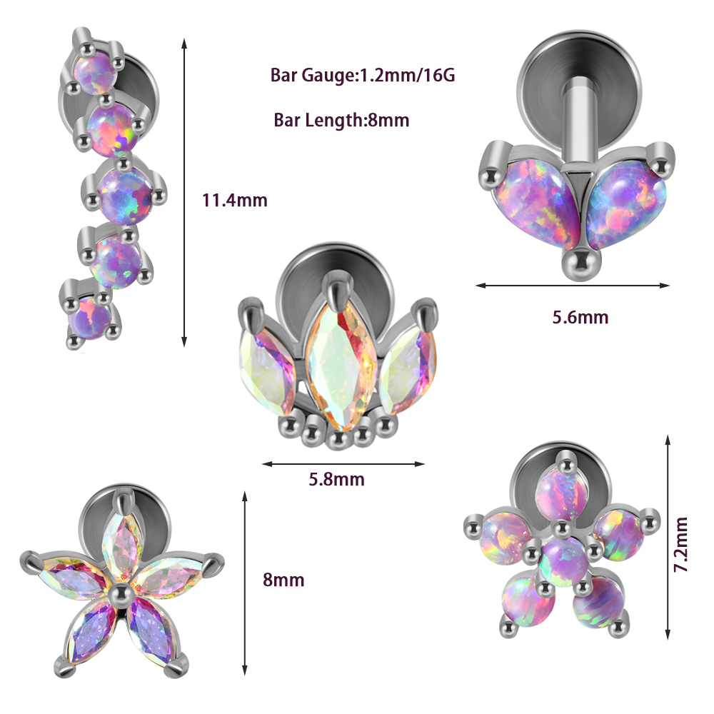 1PC Stainless Steel Opal Flowe - Helix Cartilage Ring recension och pris