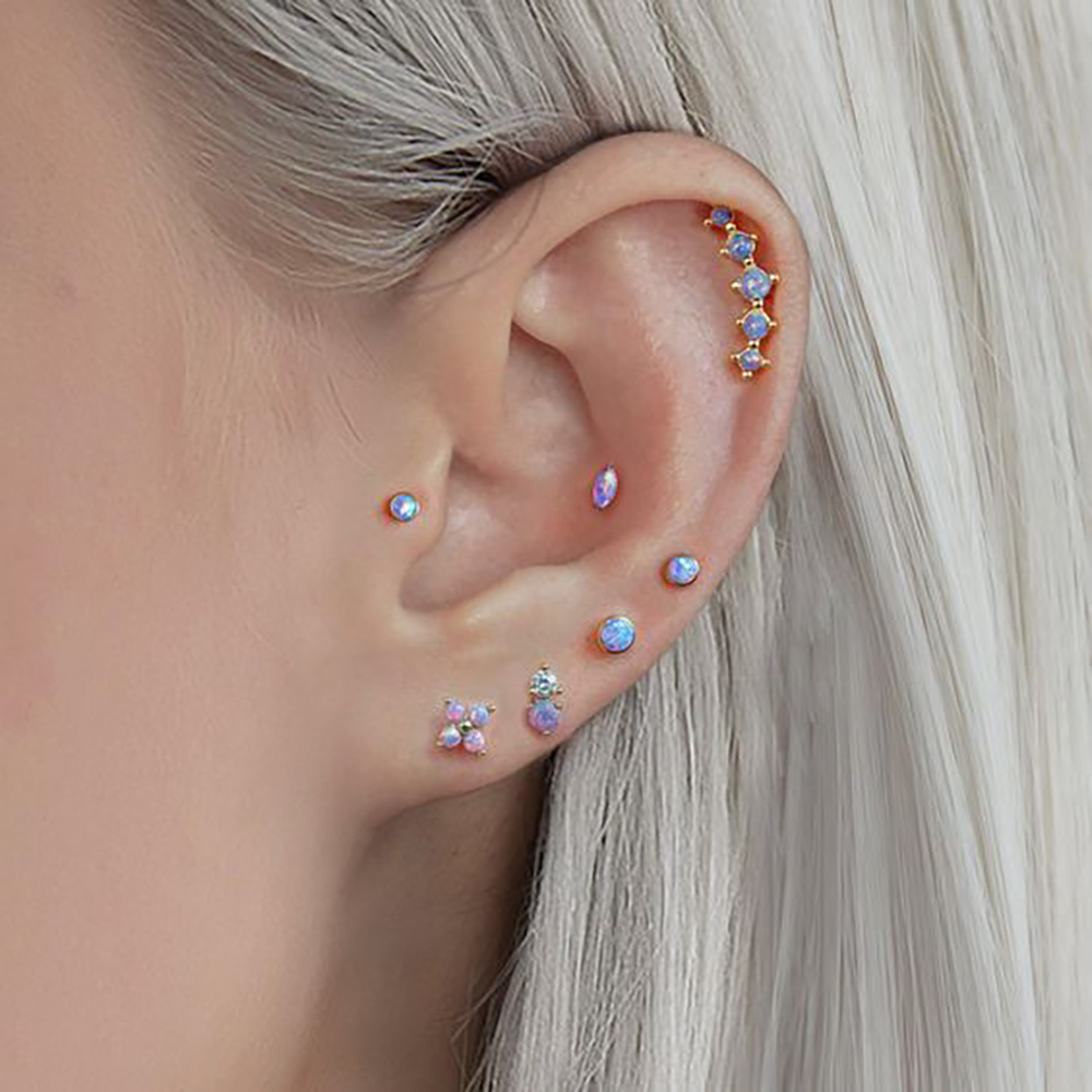 1PC Stainless Steel Opal Flowe - Helix Cartilage Ring recension och pris