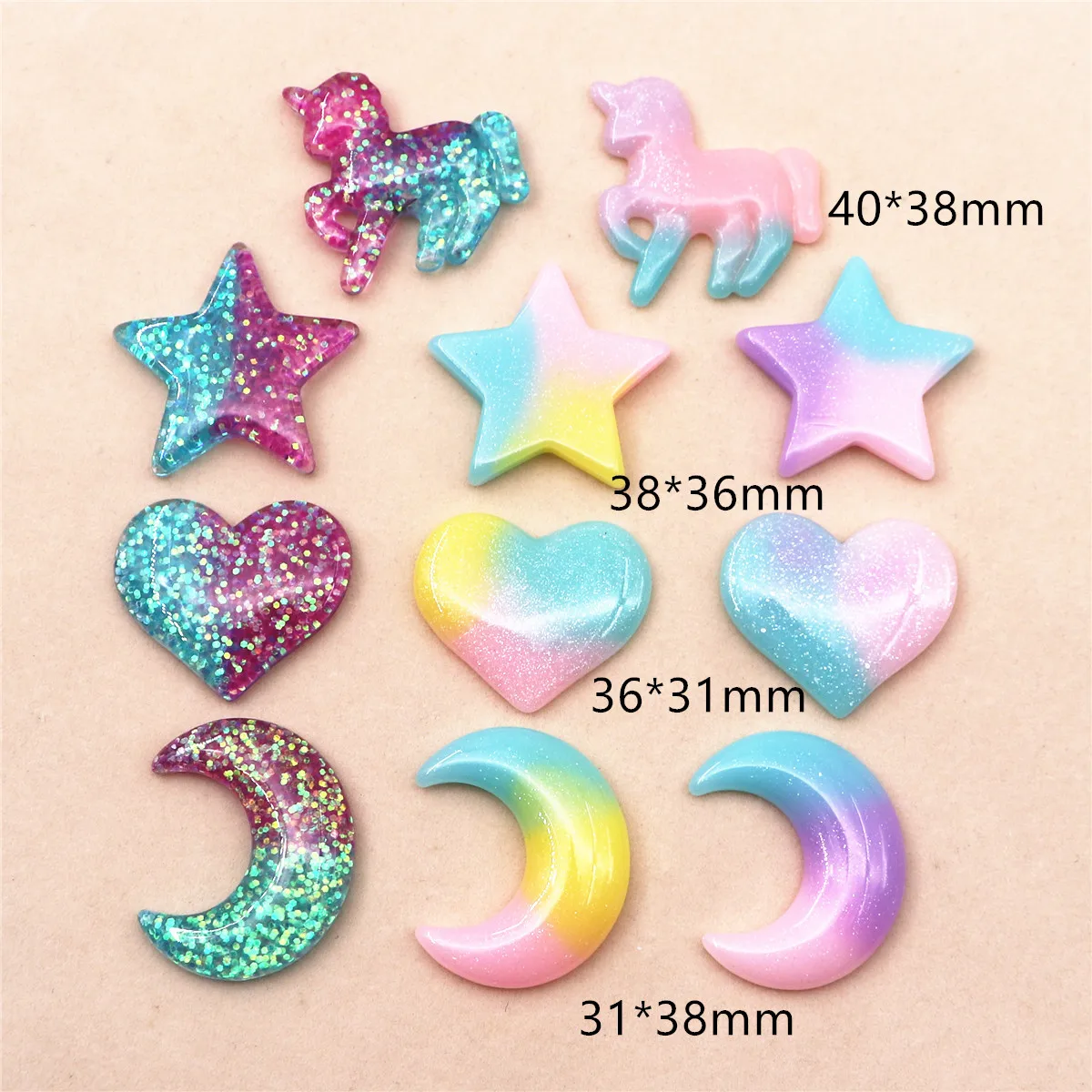 10pcs Adorable Resin Glitter F - Star Flat Back recension och pris