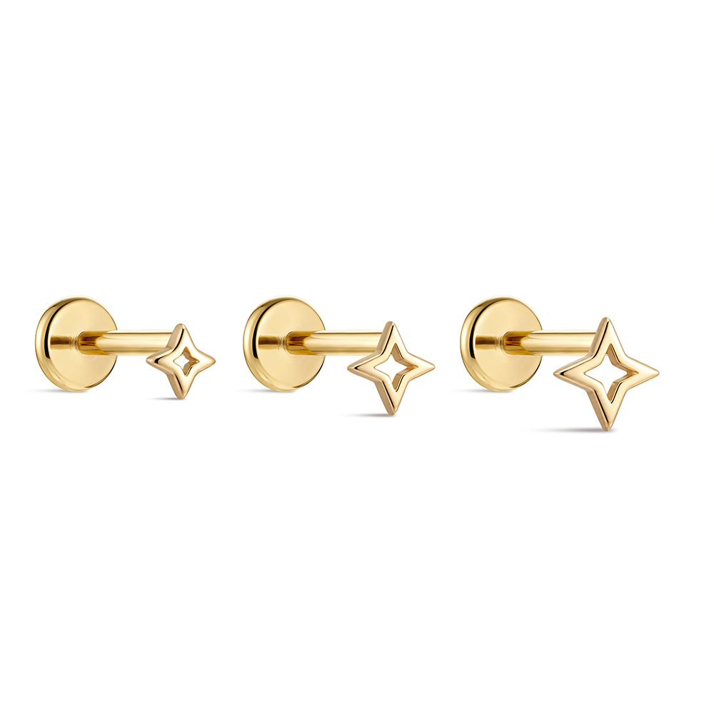 ROXI 1PC 5/6/8mm 14K Solid Gol - Star Flat Back recension och pris